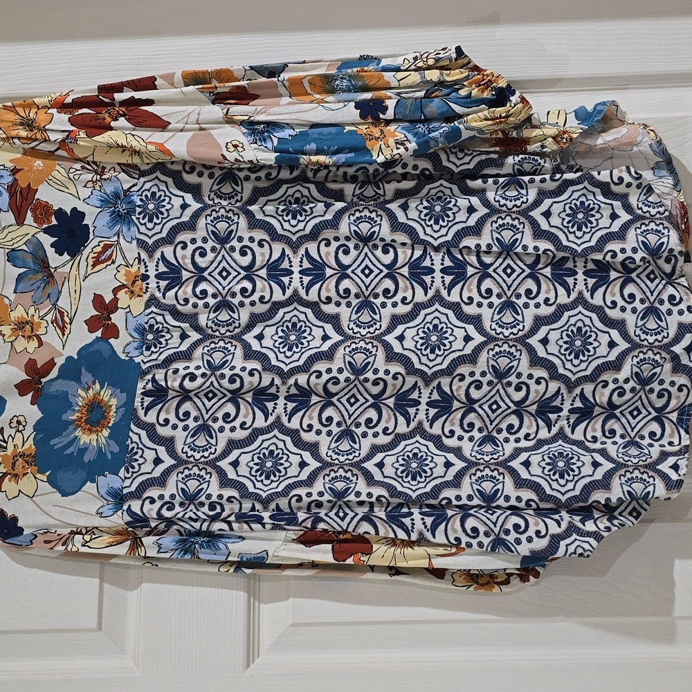 EUC-Floral Button-Up Blouse - Blue and Yellow - Picture 6 of 6